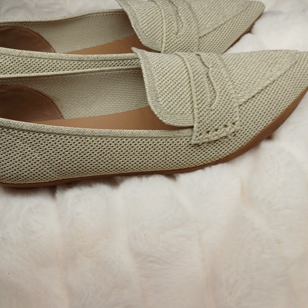 Aerosoles Women’s Size 8 Sparkle Knit Loafers Beige Gold NWOT - Picture 10 of 12
